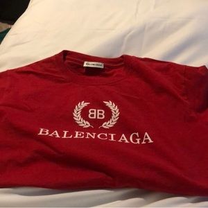 Red Balenciaga Graphic Shirt
